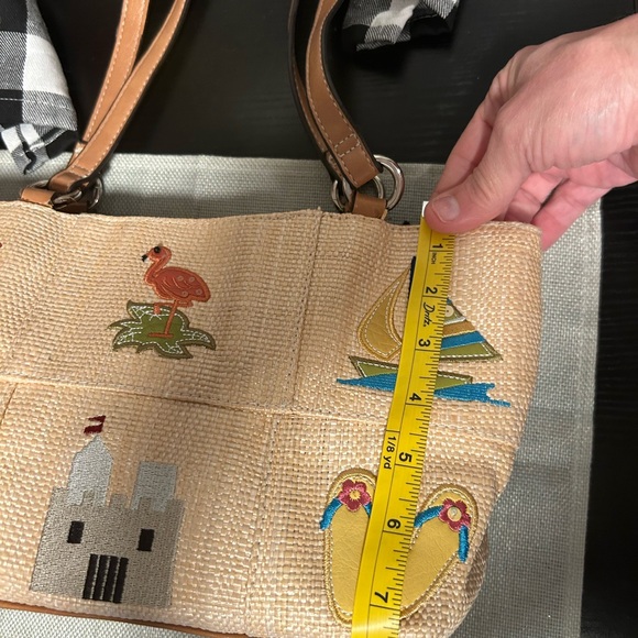 Rosetti Block Party Cancun Straw Handbag with Tropical Embroidery -Like New - Picture 8 of 15